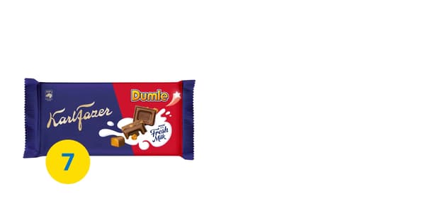 FAZER
Mléčná čokoláda, kousky karamelu, 145 g