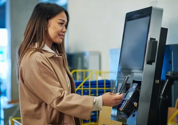 Femme en train de payer des articles