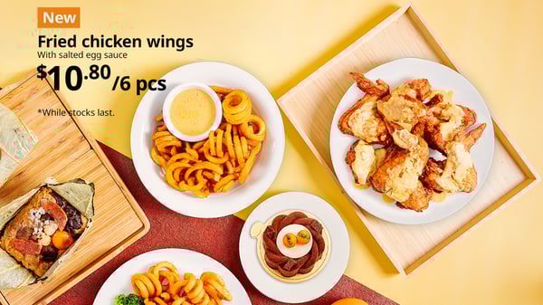 Festive Chinese New Year menu at IKEA Swedish Restaurant. Fried chicken wings with salted egg sauce. $10.80/6 pcs