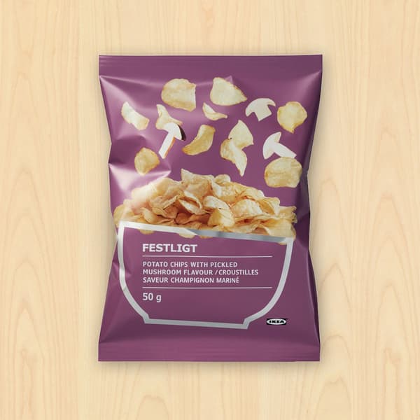 FESTLIGT Potato crisps with pickled mushroom flavour, 50g