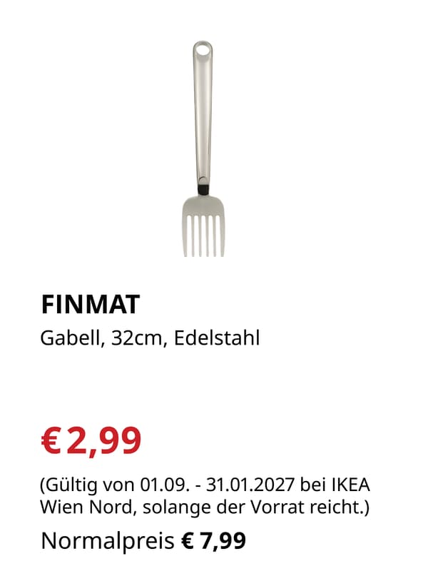 FINMAT
Gabell, 32cm, Edelstahl 

€2,99 statt € 7,99