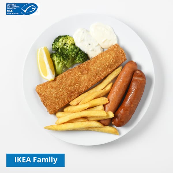 Fish and Chips
Served with premium sausage and broccoli
IKEA Family price: 199 THB
Normal price: 247 THB