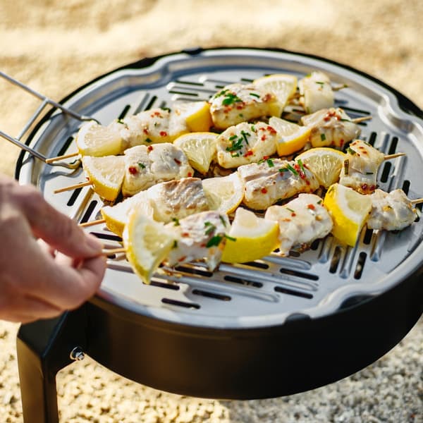 Fish kebabs marinated with dill sauce