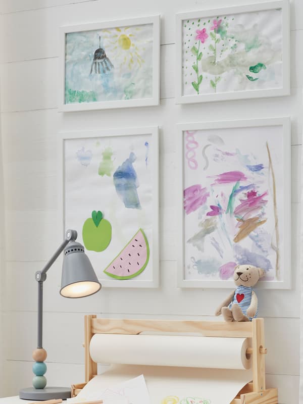 FISKBO frames in white mounted on a wall