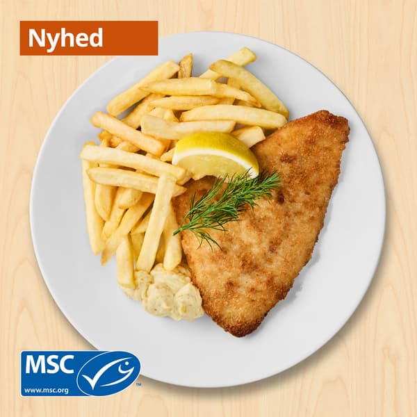 Fiskefilet 
Paneret filet af nordlig stillehavsrødspætte med pommes frites, remoulade og citron 

75.- 

Nordlig stillehavsrødspætte fra et bæredygtigt, MSC-certificeret fiskeri. www.msc.org MSC-C-54628
