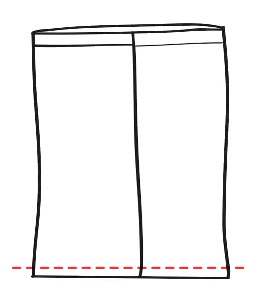 Flatten everything out so that your new seam is at the middle of the back of the pouch.