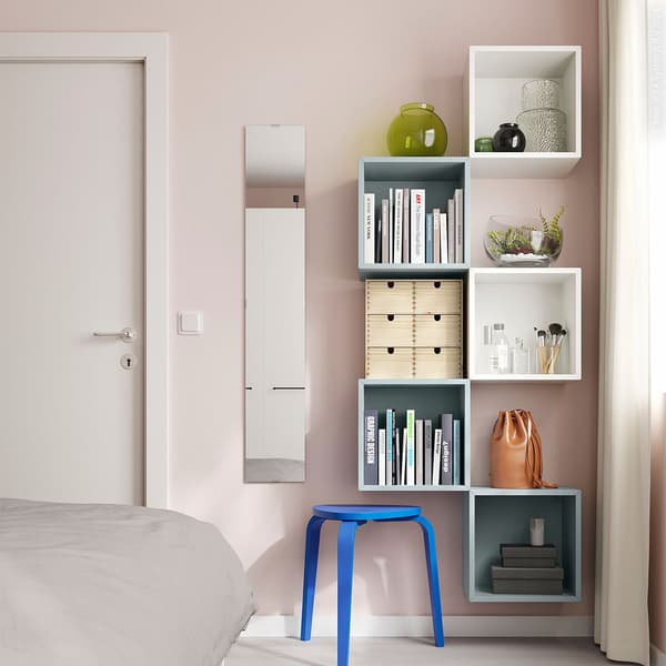 Floating cube storage by the door