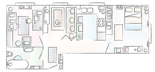 Floorplan of Litao and Tianye’s apartment.