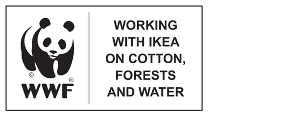 Fondul Mondial pentru Fauna Sălbatică, în colaborare cu IKEA pentru bumbac, păduri și apă, logo.