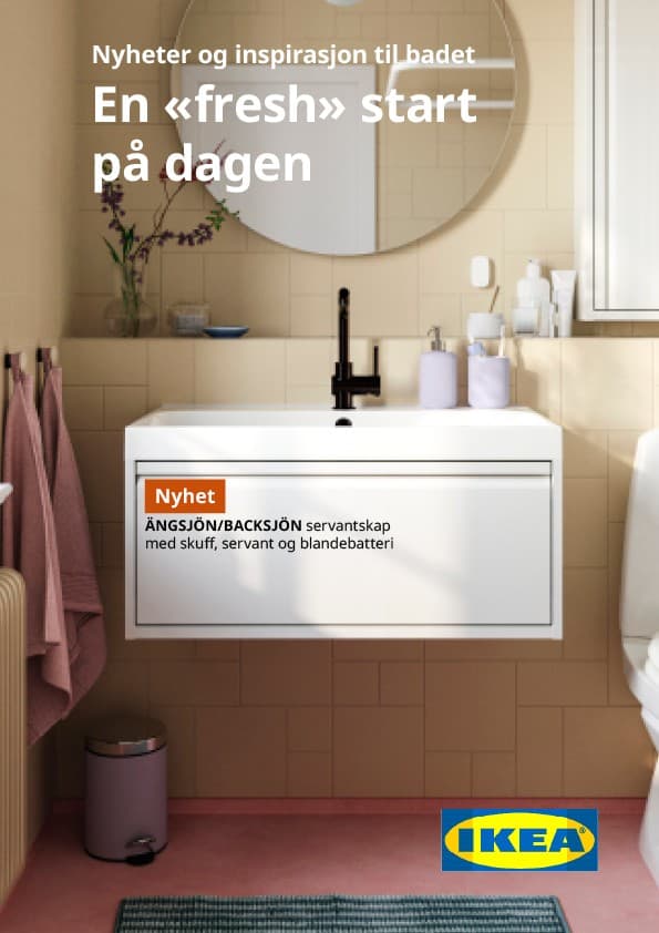 Forsiden for IKEAs baderomsbrosjyre.