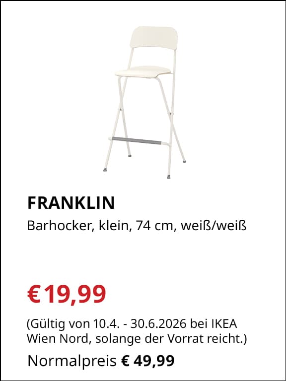 FRANKLIN
Barhocker, 74cm
€19,99 statt €49,99