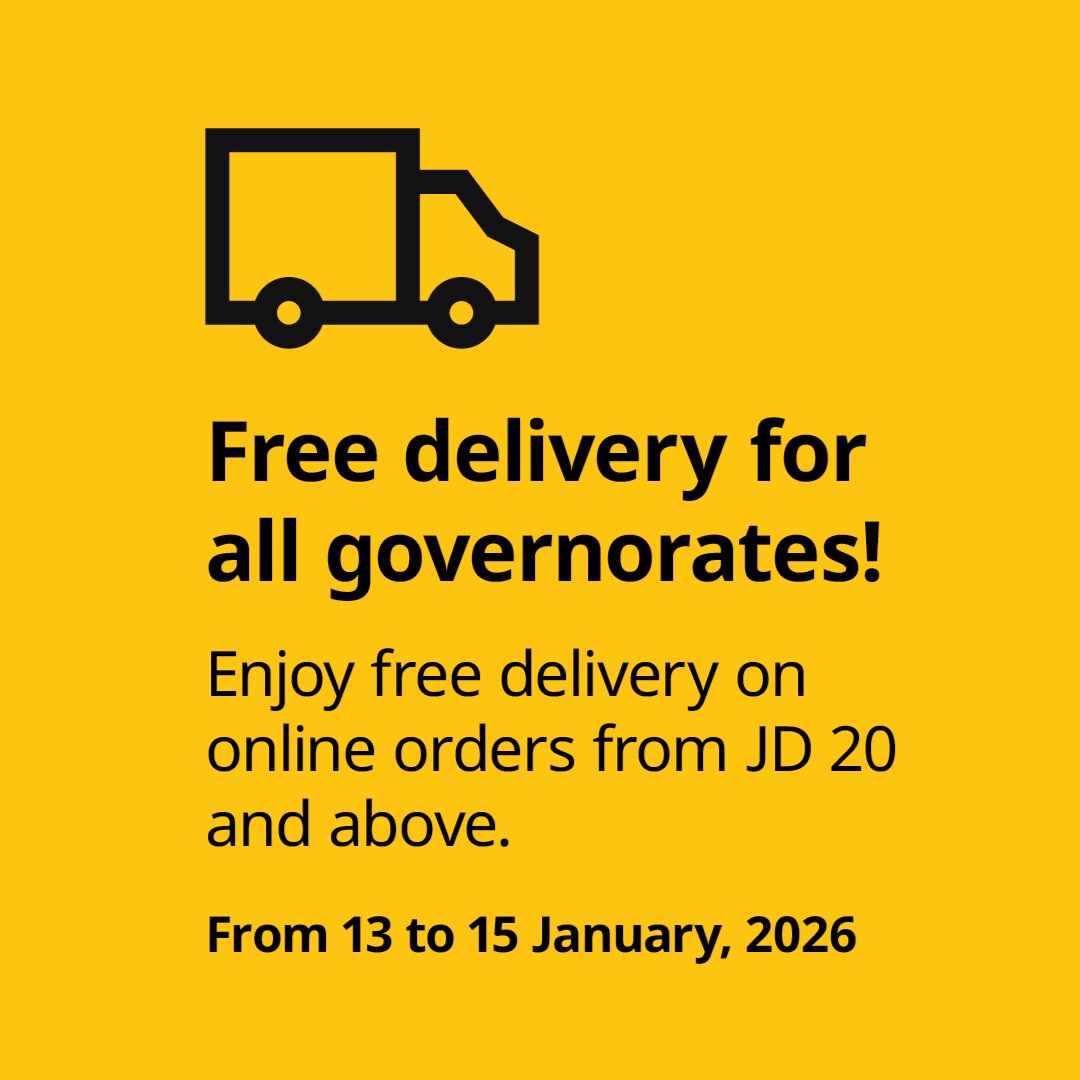  free delivery on order above 20 JD for governorates from 13th till 15th of January 2025 