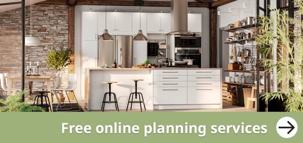 Free online planning service - Don't just dream it plan it. A Modern white VEDDINGE kitchen dining room