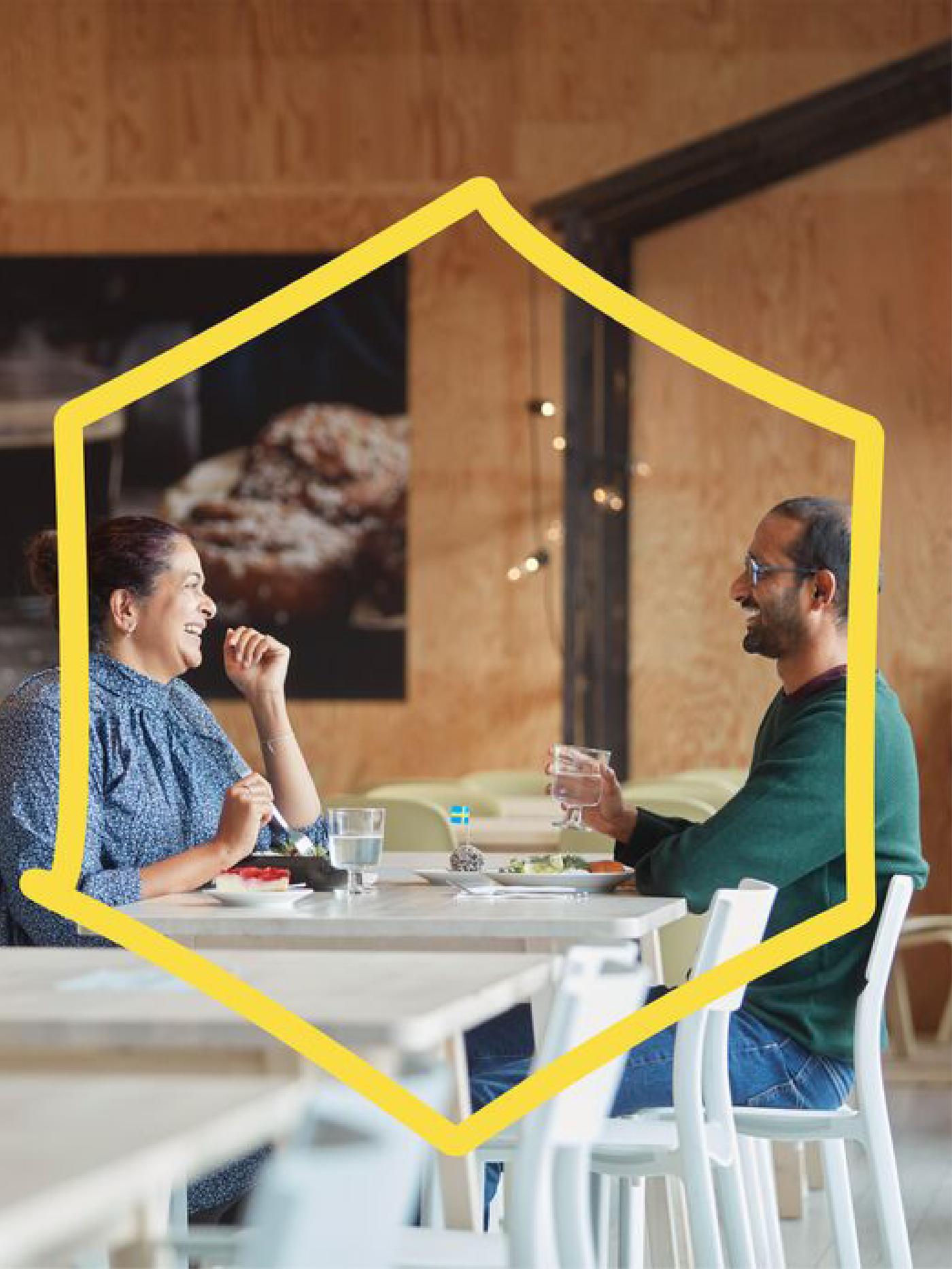 Friends eating in Swedish restaurant