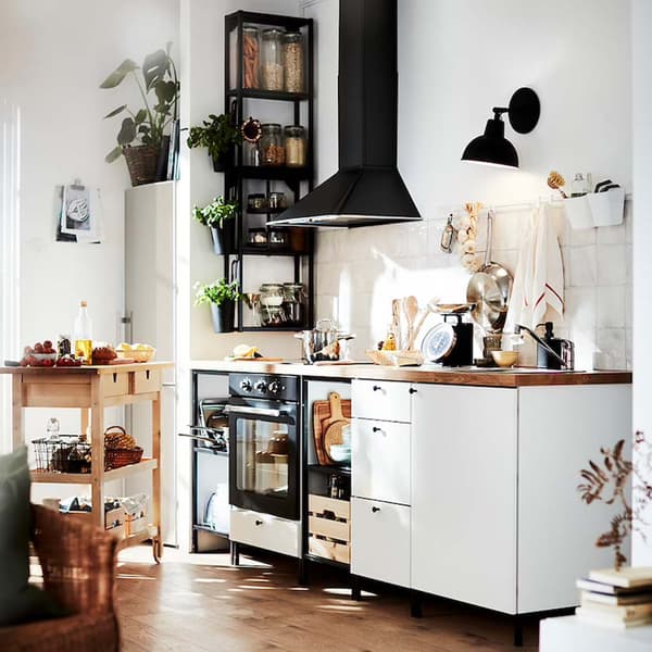 fully equipped kitchen simple small IKEA kitchen with matching decoration