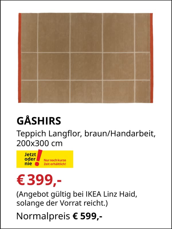 GÅSHIRS Teppich Langflor, braun/Handarbeit. € 399,- statt € 599,-