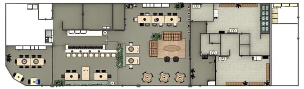 Gedetailleerde tekening voor de KLTV tennisvereniging als onderdeel van het interieuradvies.