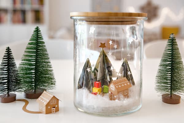 Geldgeschenk: Weihnachtsbäume im Glas