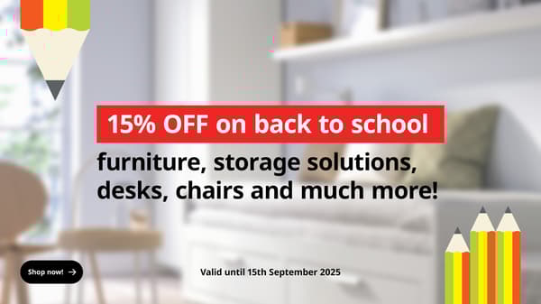 Get 15% off back to school essentials. Valid until September 15 only.