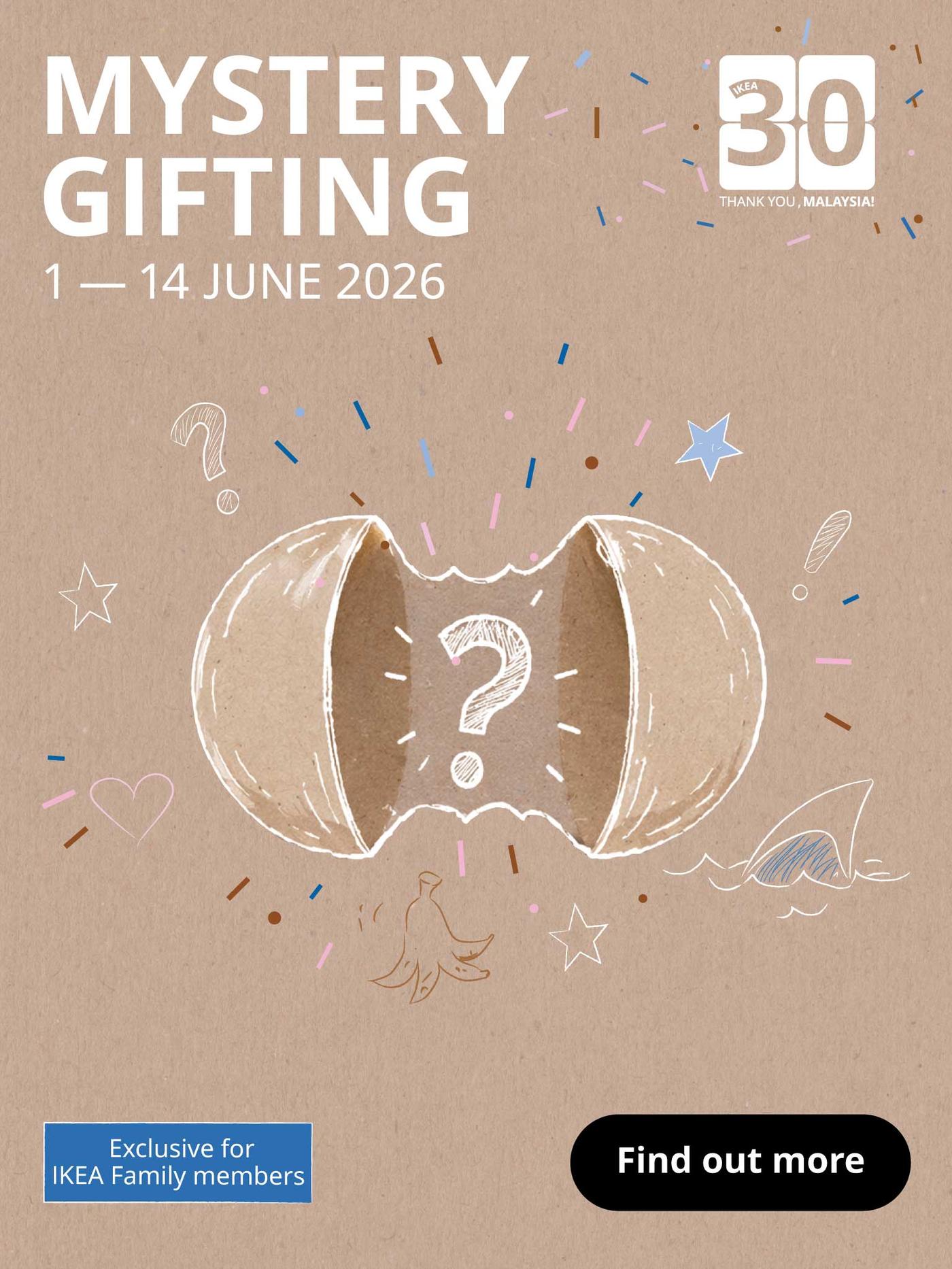 Get a mystery gift when you shop RM300 and more online & instore from 1 - 14 June 2026