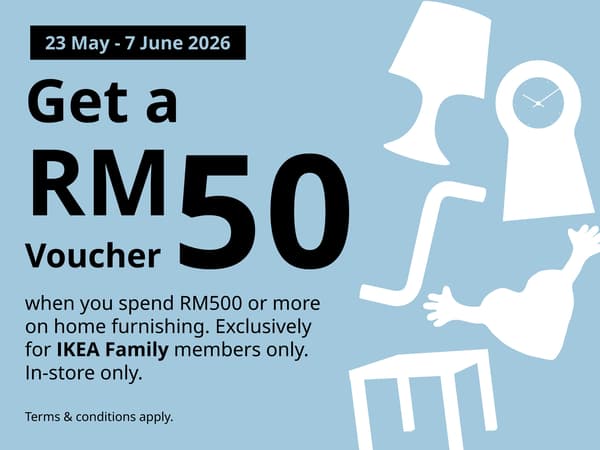 Get a RM50 voucher when you spend RM500 or more in-store