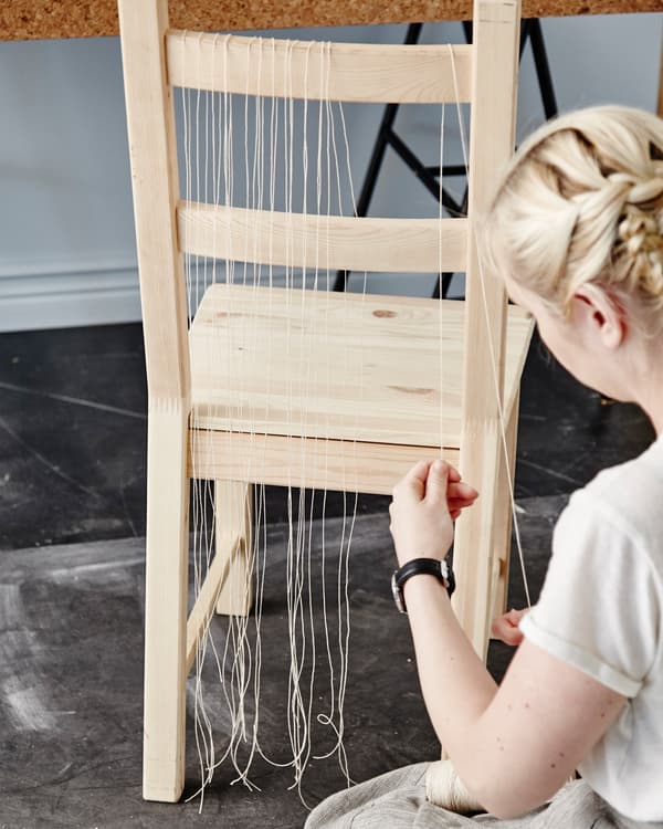 Get creative with a weaving project. Start off by making a framework with string.