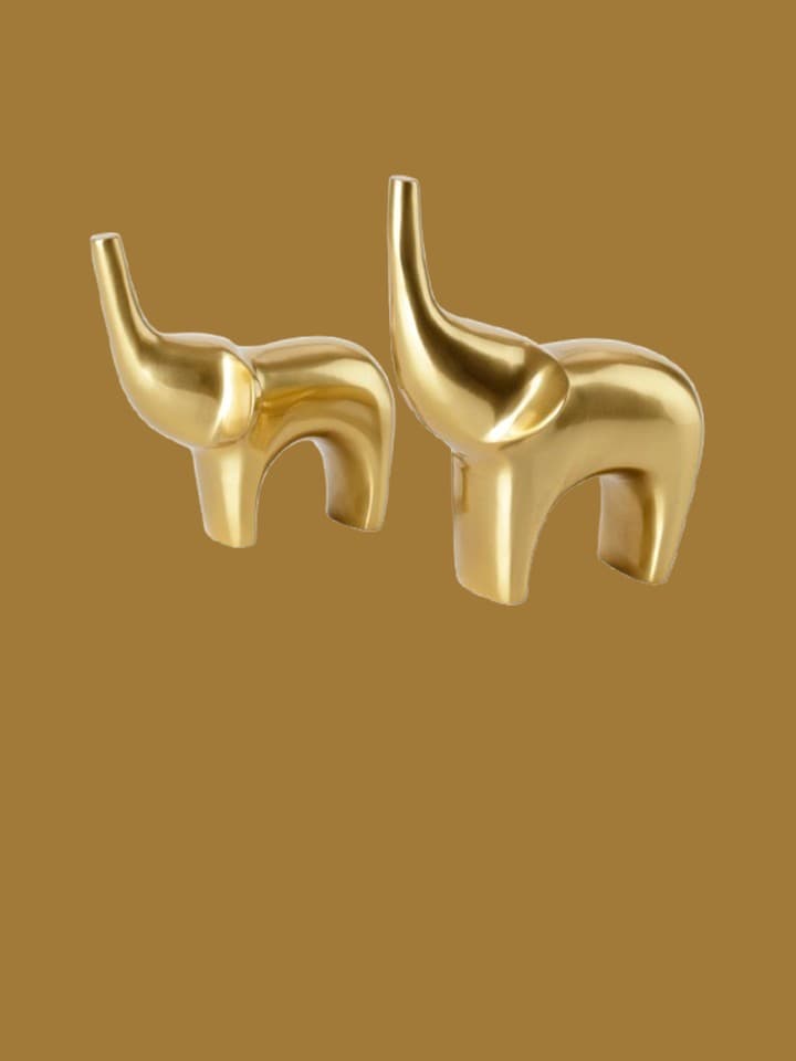 Gold – Pair of sculptural gold decorative elephants