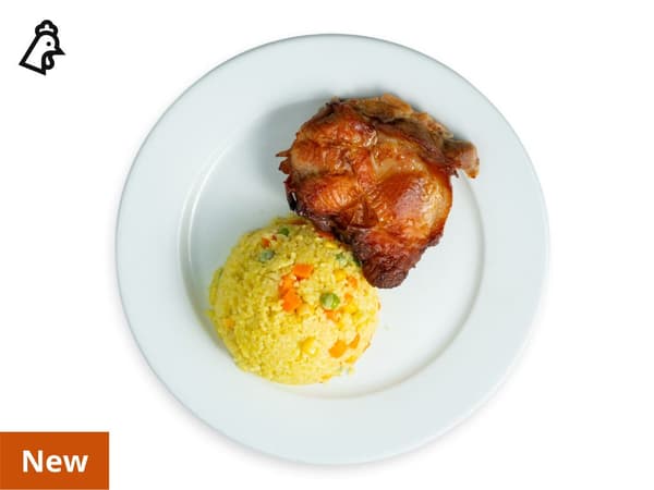 Golden Vegetarian Fried Rice with Chicken Chop
