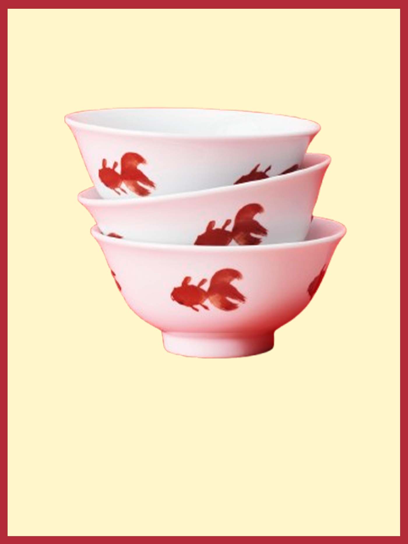 Goldfish motifs on white FÖSSTA 2026 bowls for Chinese New Year