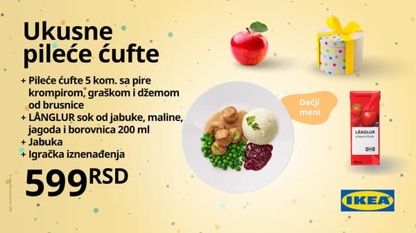 Grafički prikaz dečje ponude u Švedskom restoranu.