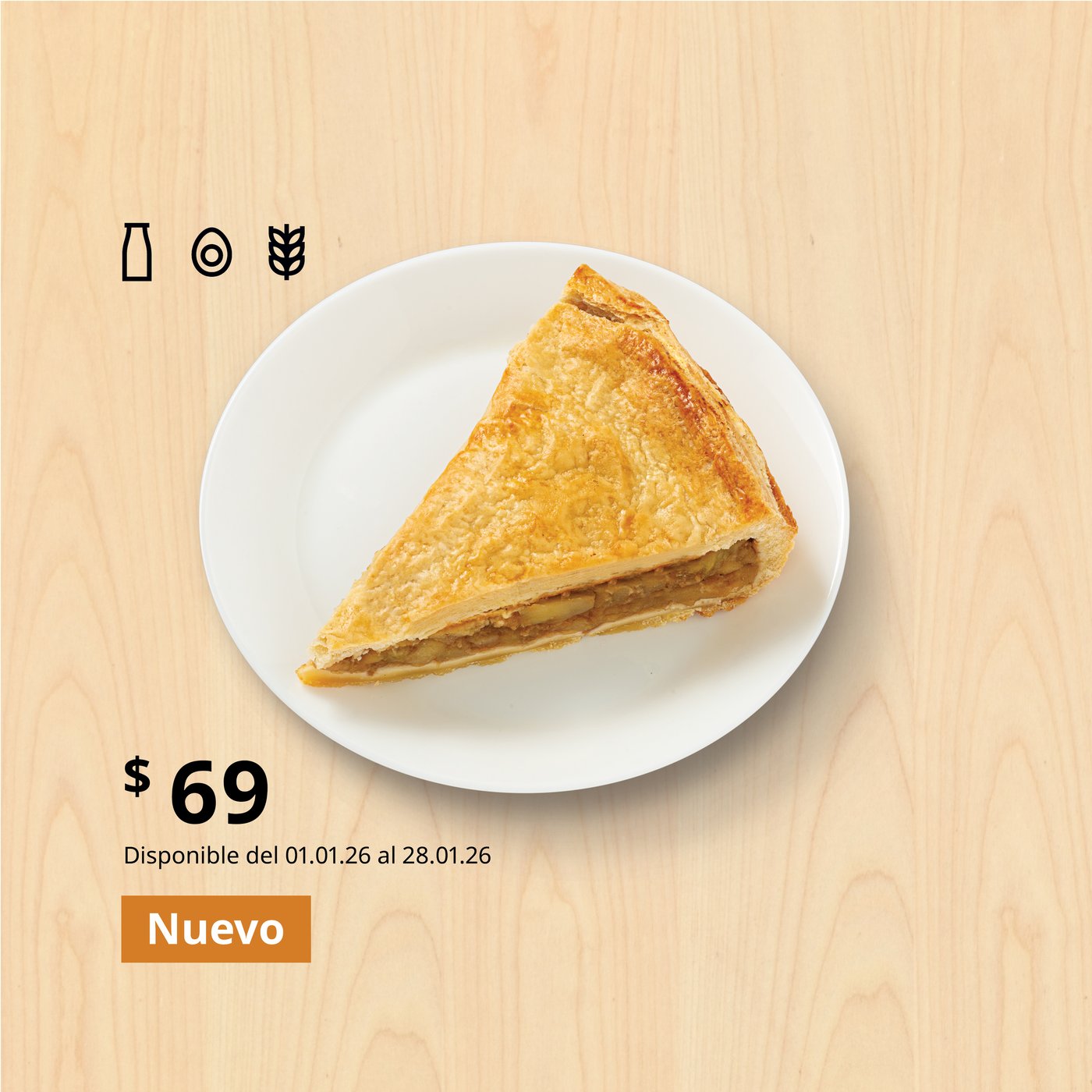 Gráfico con platillo de pay de manzana.