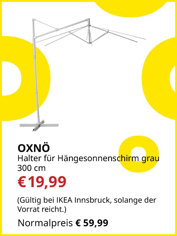 Graues Gestell für einen Hängesonnenschirm in den Maßen 300 cm.Ohne Bezug für 19,99 € statt 59,99 €.
