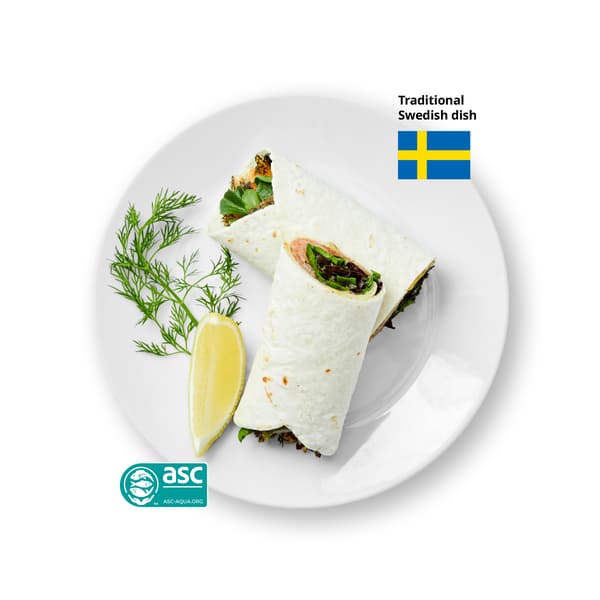 Gravlax marinated salmon wrap