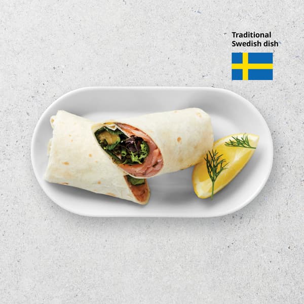 Gravlax marinated salmon wrap