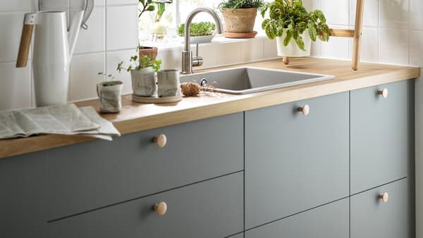 Green grey kitchen drawers