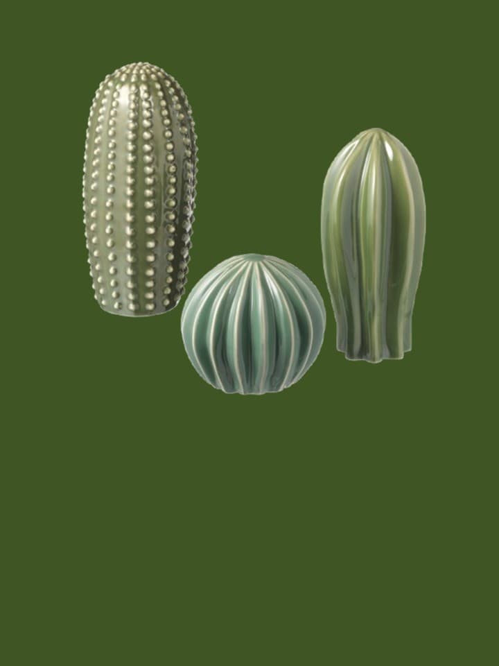 Green – Set of three decorative cactus figurines in green shades