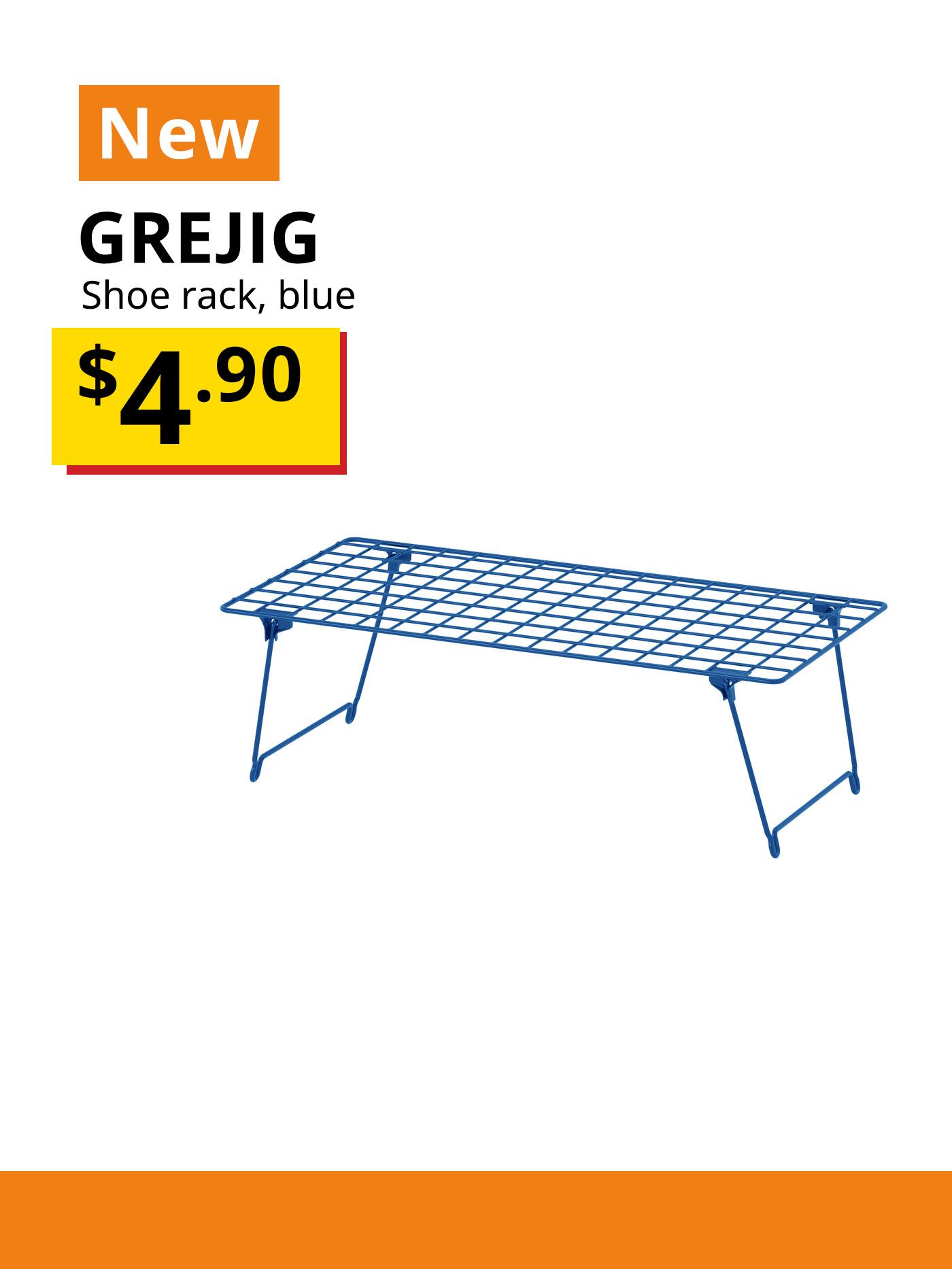 GREJIG shoe rack, blue. Price: $4.90.