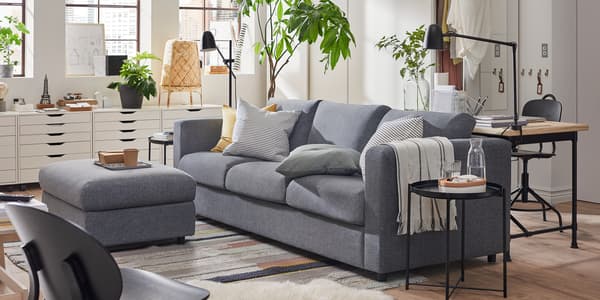 Grey sofa in a living room