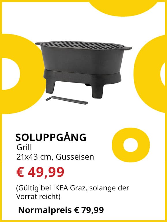 Grill Soluppgäng, 21x43cm, Gusseisen, statt € 79 um € 49,99.
