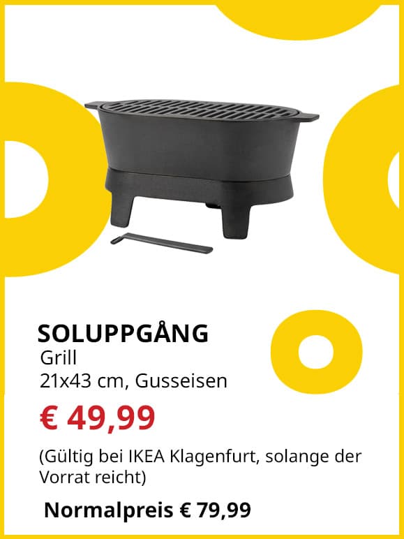 Grill Soluppgäng, 21x43cm, Gusseisen, statt € 79 um € 49,99.