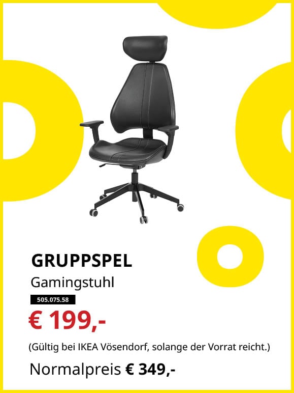 GRUPPSPEL Gamingstuhl schwarz statt € 349,- zum Knut Preis von € 199,-