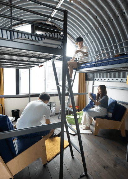 Guests in a bunk bed room 
