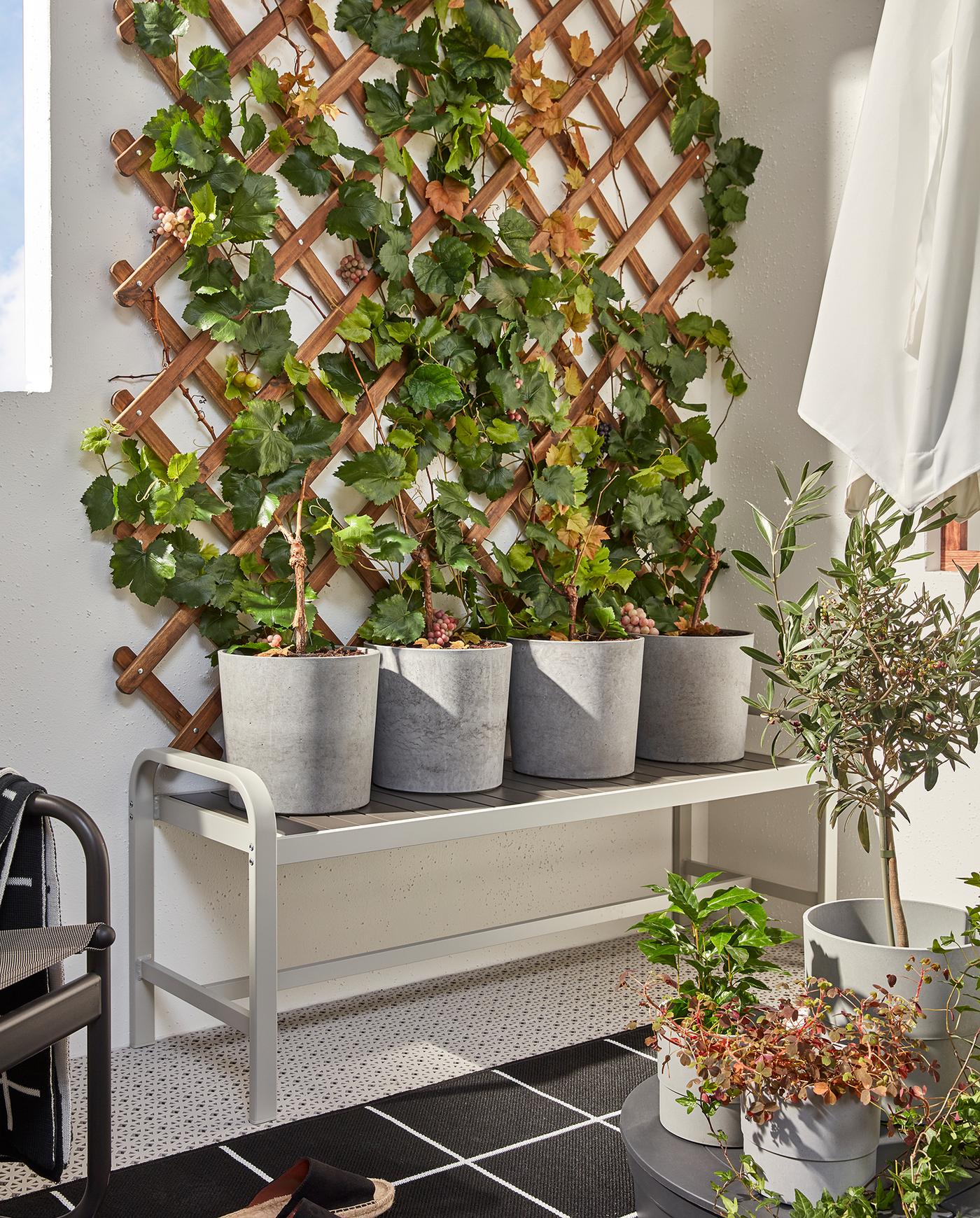 IKEA イケア シェランド ベンチ 屋外用 ライトグレー/ダークグレー