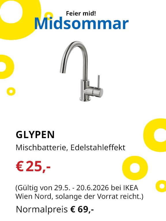GYLPEN
Mischbatterie Edelstahleffekt
€25,- statt €69,-