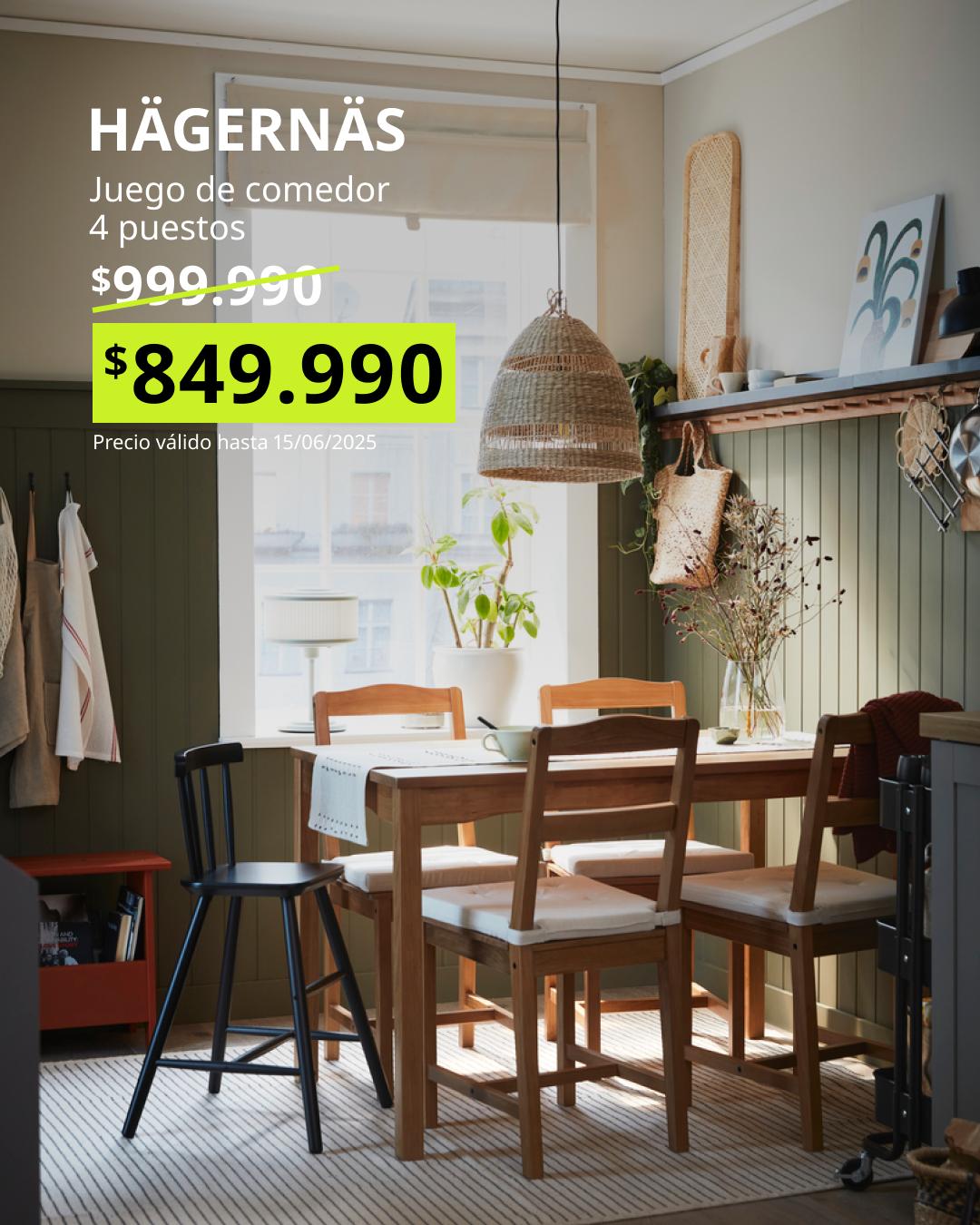 HÄGERNÄS mesa con 4 sillas en pino teñido estilo antiguo