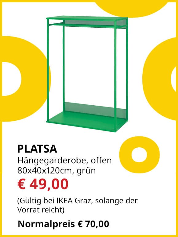 Hängegarderobe Platsa, 80x40x120cm, grün, statt € 70 um € 49.