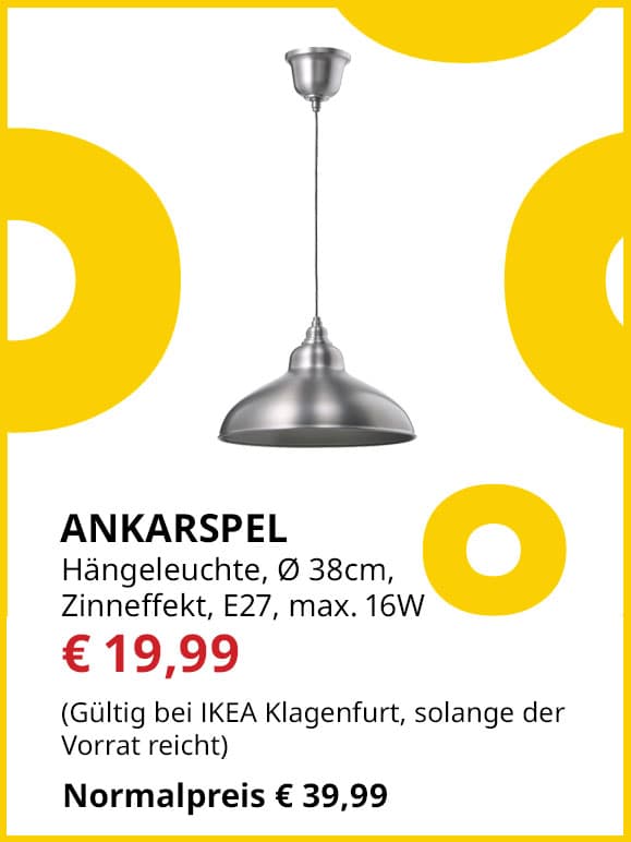 Hängeleuchte Ankarspel, Durchmesser  38 cm, Zinneffekt, E27, max. 16W, statt € 39,99 um € 19,99,