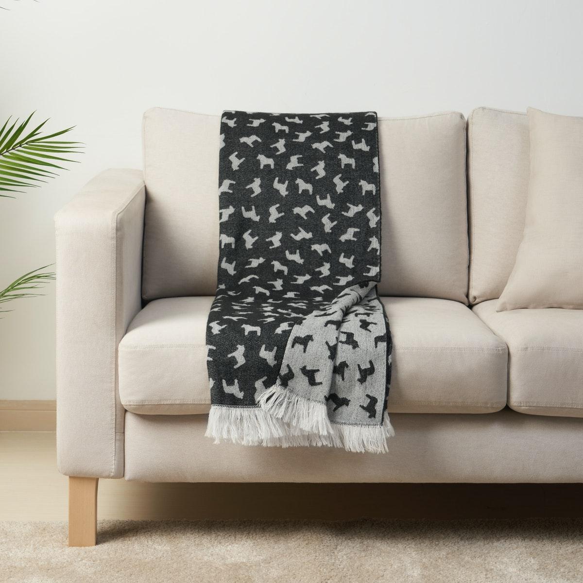 HÄSTHAGE Cushion cover, beige/black,