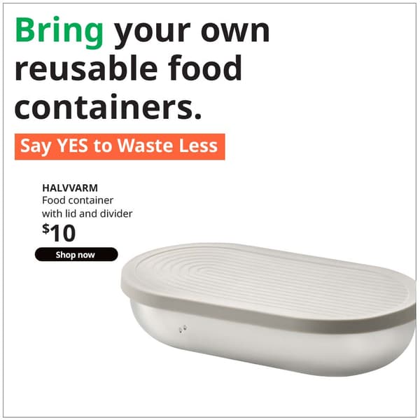 HALVVARM food container w lid and divider, stainless steel/beige, 0.7 l, $10