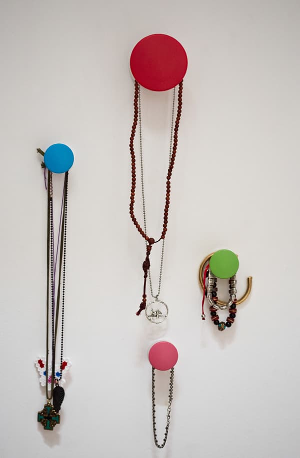 Hang hooks to display jewellery.